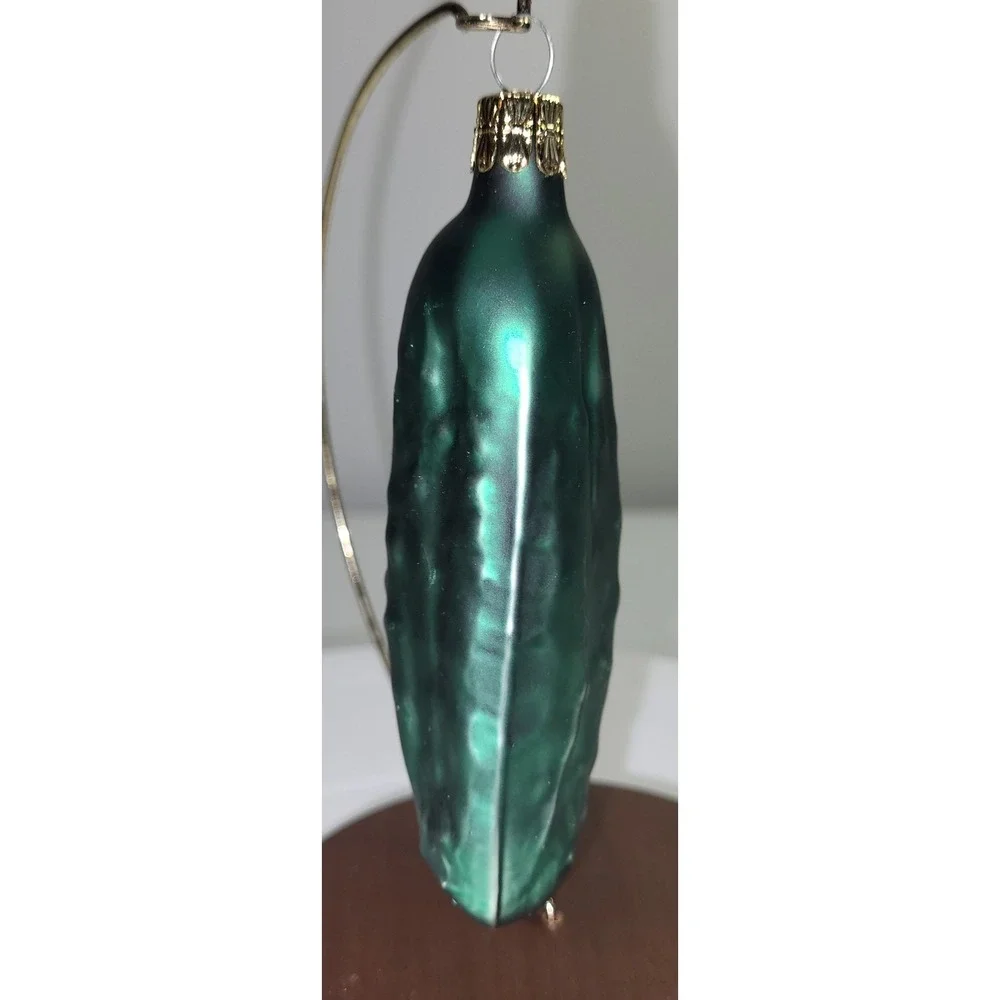 Hide the Pickle Christmas Ornament Green Czech Republic Blow Mold Plastic Vtg